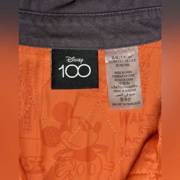 Disney 100 Walt Disney Studios Button Up Jacket Shirt Brown Orange Men's Size L - Picture 4 of 12